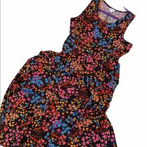 LuLaRoe Dani Maxi Dress Sleeveless Floral Black